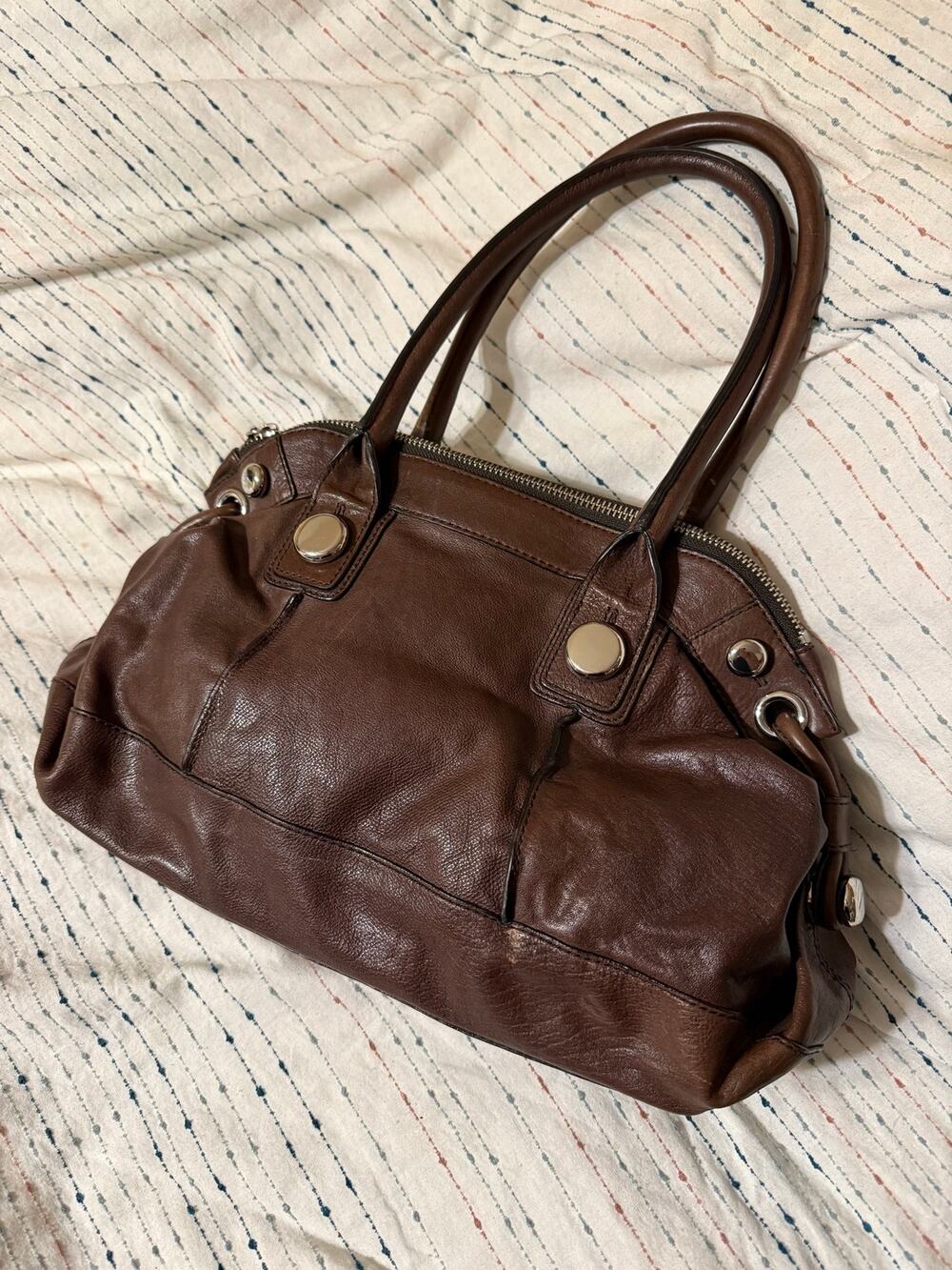 Banana Republic Vintage Brown Leather Shoulder Satchel Bag Purse w/ Dust Bag Y2K